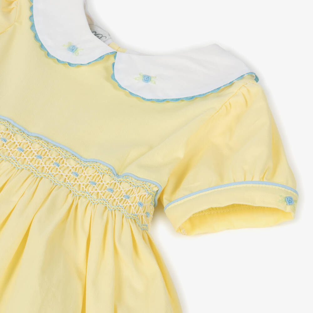 Beau KiD-Girls Yellow Cotton Smocked Dress | Childrensalon