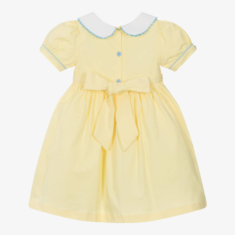 Beau KiD-Girls Yellow Cotton Smocked Dress | Childrensalon