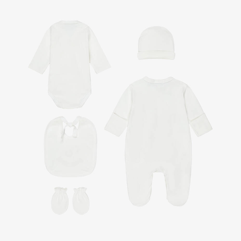 Beau KiD-Ivory Cotton Babysuit Set With Rocking Horse Motif | Childrensalon
