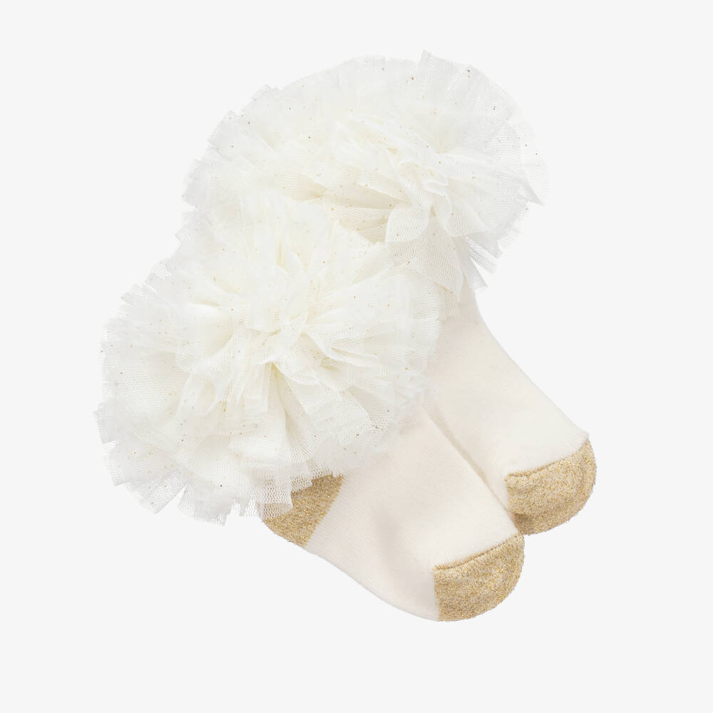 Beau KiD-Кремовые носки из хлопка и тюля | Childrensalon