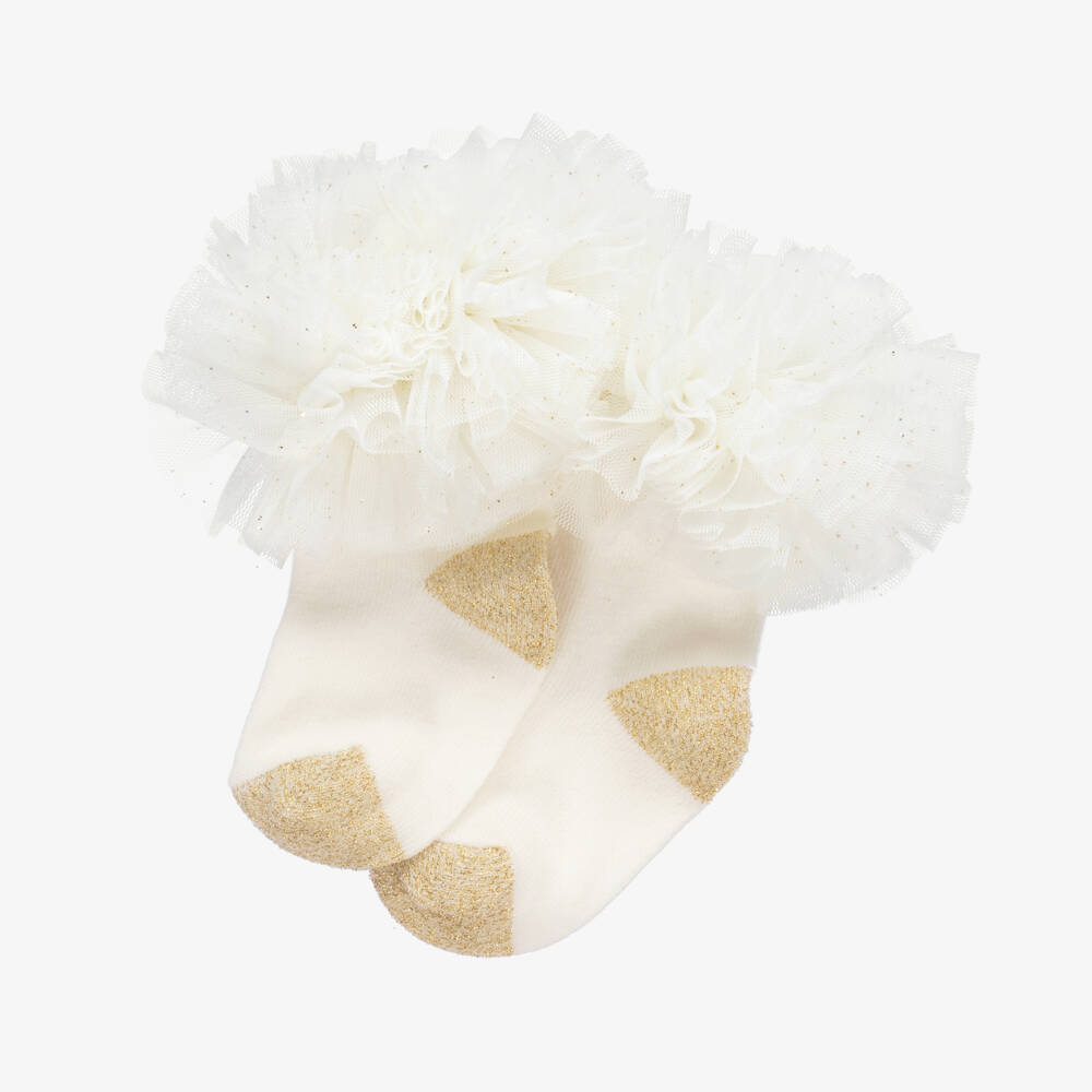 Beau KiD-Кремовые носки из хлопка и тюля | Childrensalon