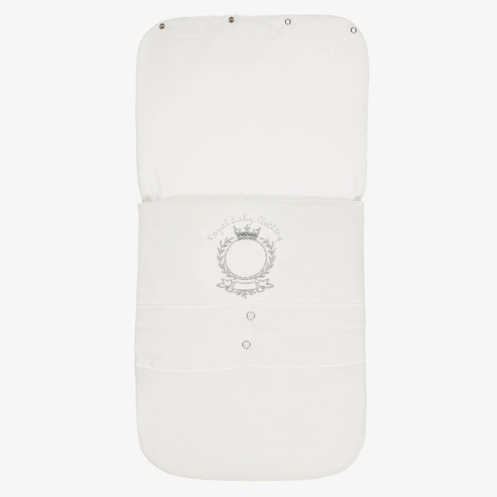 Beau KiD-بيبي نيست مطرز بشعار رويال بيبي مزيج قطن لون عاجي للاطفال | Childrensalon