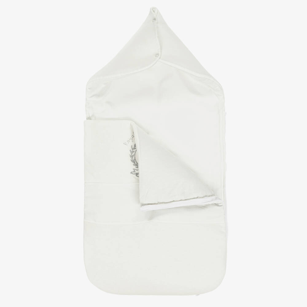 Beau KiD-بيبي نيست مطرز بشعار رويال بيبي مزيج قطن لون عاجي للاطفال | Childrensalon