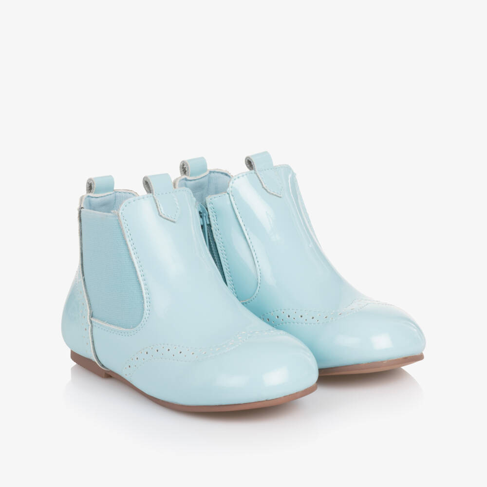 Beau KiD-Pastel Blue Patent Leather Chelsea Boots | Childrensalon