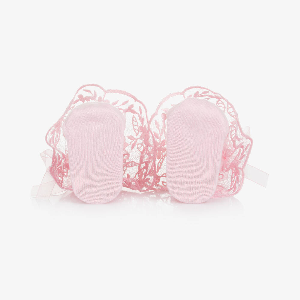 Beau KiD-Pink Cotton & Lace Socks  | Childrensalon