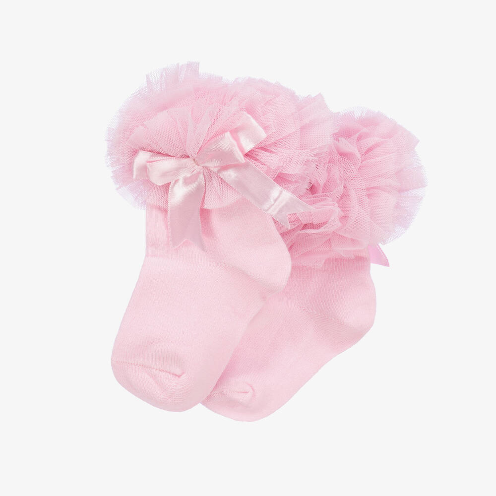 Beau KiD-جوارب قطن ستريتش و تول لون زهري للبنات | Childrensalon