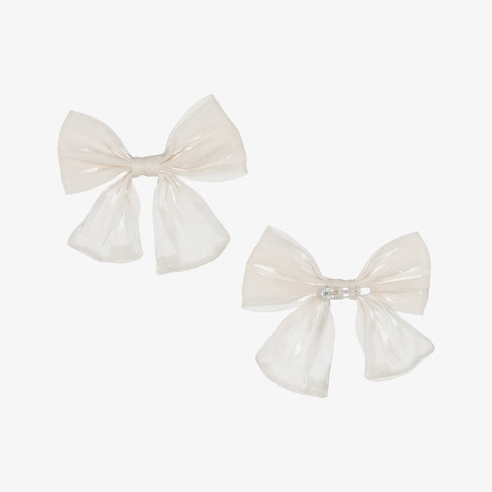 Beau KiD-طقم تنورة محبوك مزين بفيونكة ساتان لون زهري وعاجي | Childrensalon