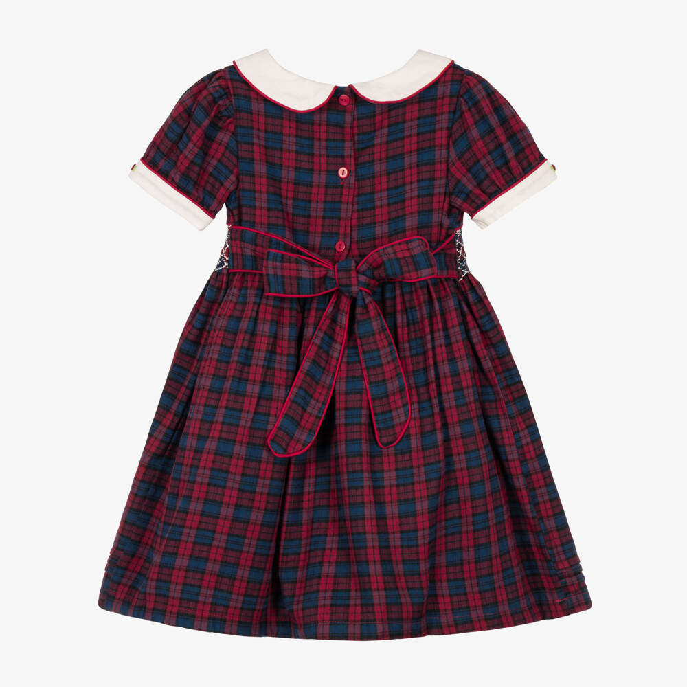 Beau KiD-Red Tartan Dress for Girls with Bullion Roses | Childrensalon