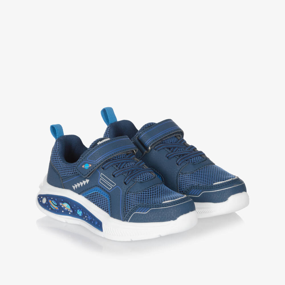 Beppi-Boys Blue Trainers with Light-Up Planets | Childrensalon