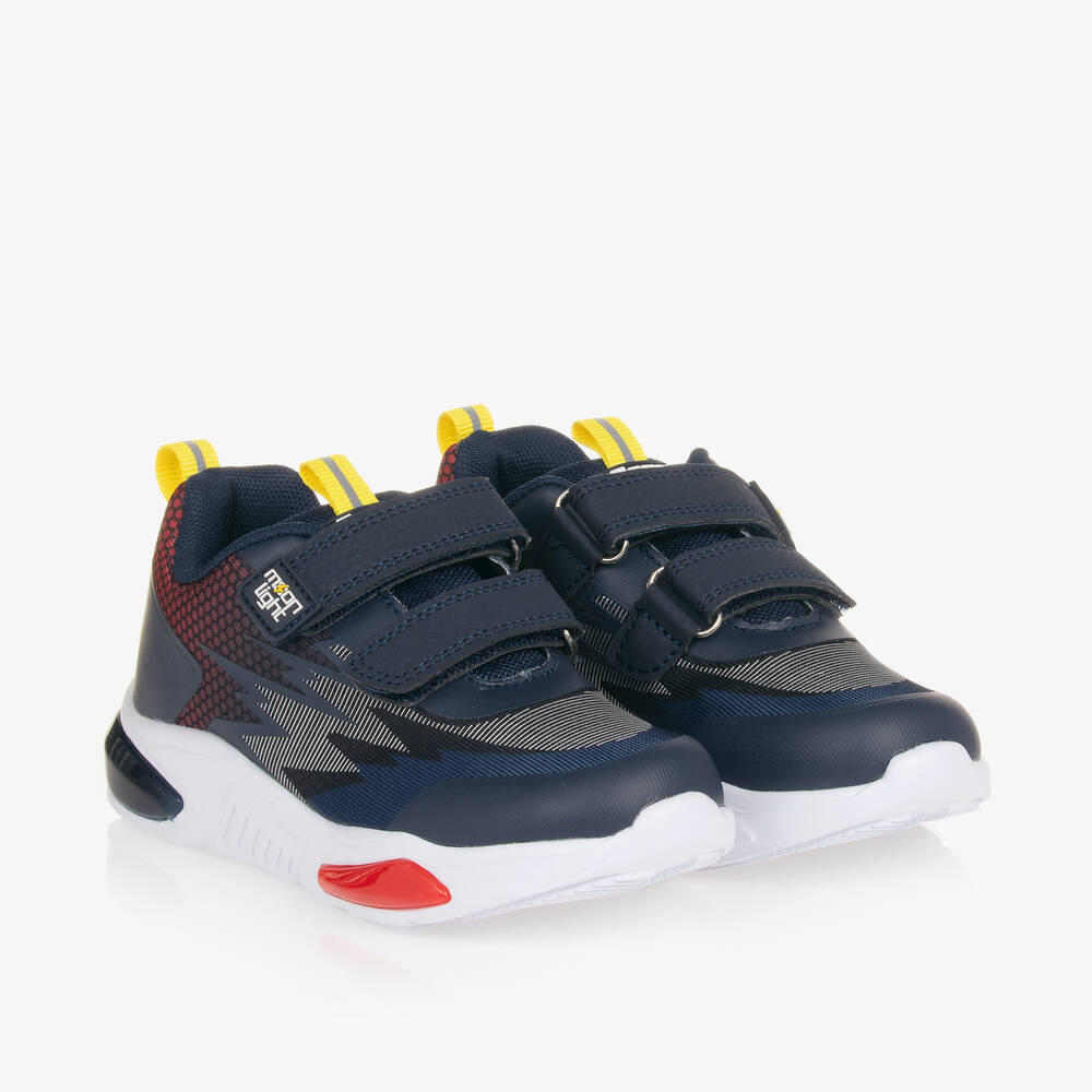 Beppi-Boys Navy Blue Light-Up Trainers | Childrensalon