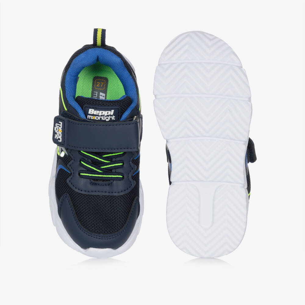 Beppi-Boys Navy Blue Light-Up Trainers | Childrensalon