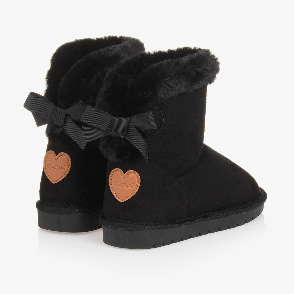 Beppi-Girls Black Faux Fur Lined Boots | Childrensalon