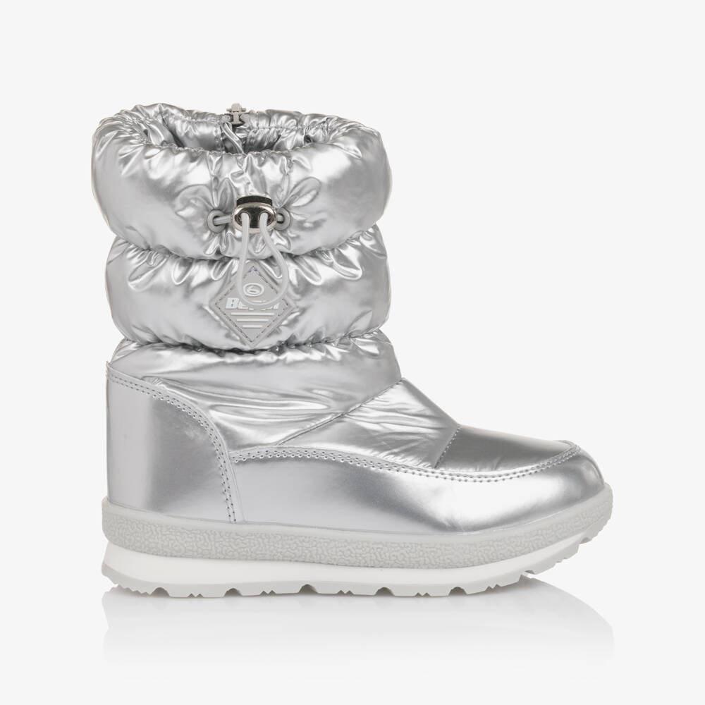Beppi-Girls Metallic Silver Sherpa Fleece Lined Snow Boots | Childrensalon