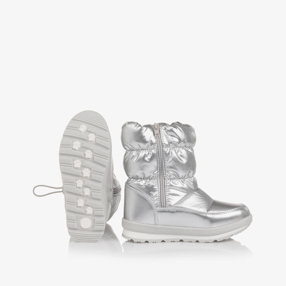 Beppi-Girls Metallic Silver Sherpa Fleece Lined Snow Boots | Childrensalon