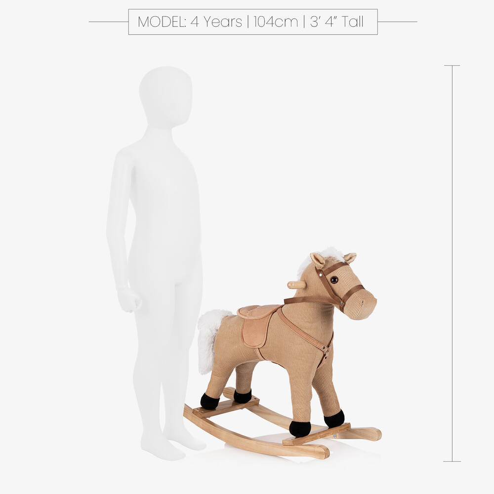 Bigjigs-Beige Corduroy Rocking Horse (65cm) | Childrensalon