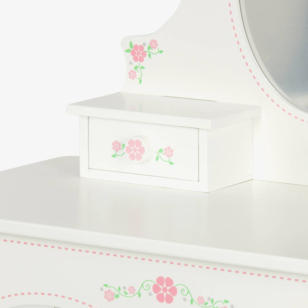 Bigjigs-White Wooden Dressing Table & Stool Set (95cm) | Childrensalon