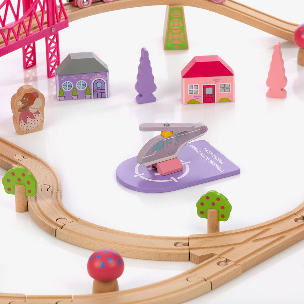 Bigjigs-Wooden Fairy Town Train Set (114cm) | Childrensalon
