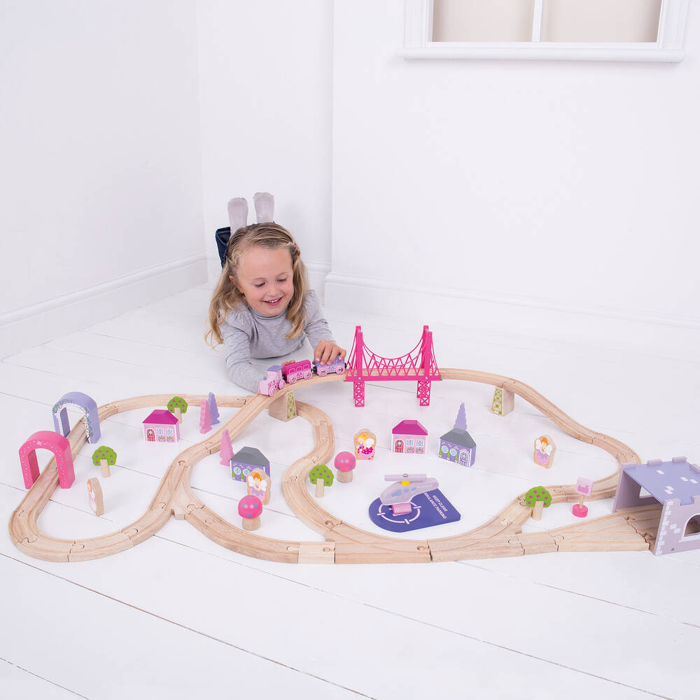 Bigjigs-Wooden Fairy Town Train Set (114cm) | Childrensalon