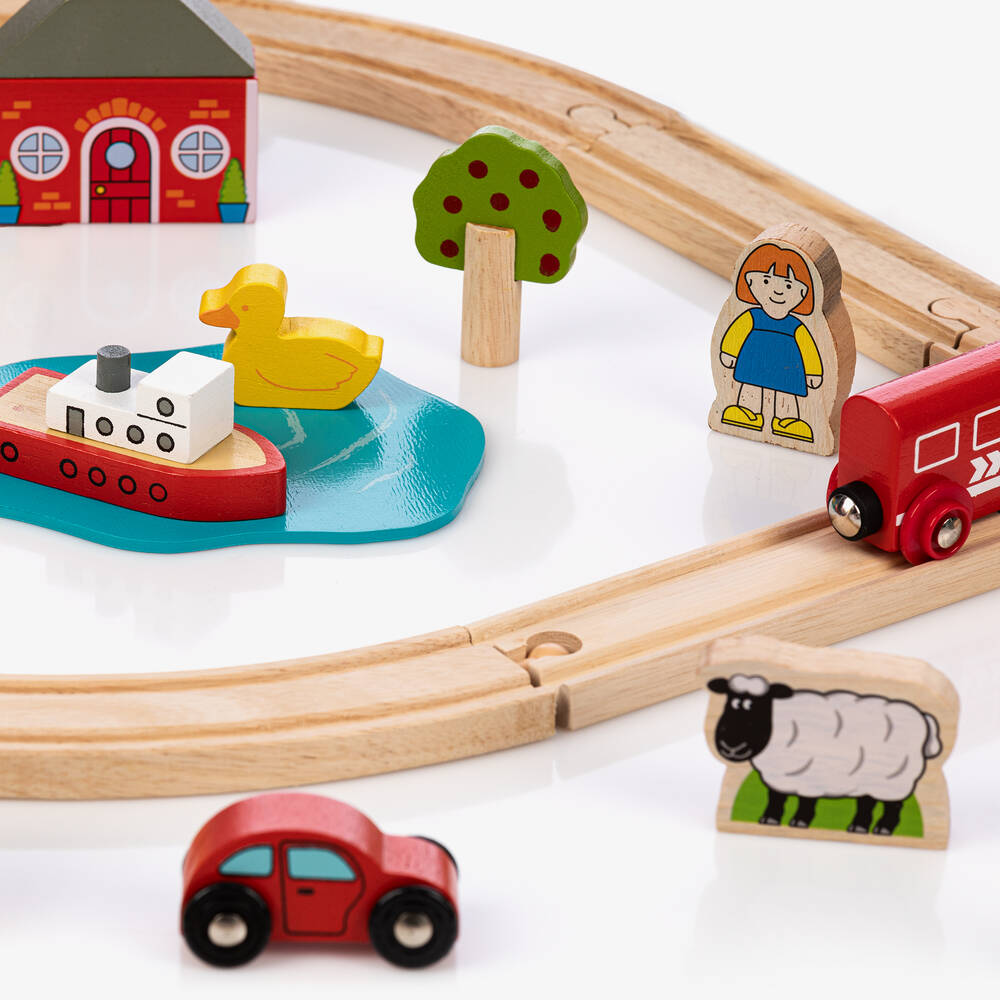 Bikkembergs-مجموعة قطار خشبي للمدينة والريف (102 سم) | Childrensalon