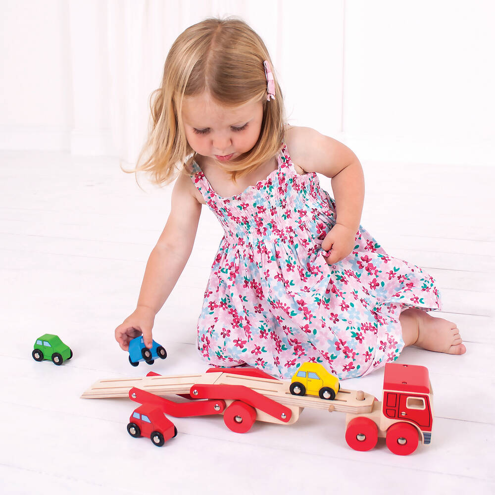 Bigjigs-Wooden Transporter Lorry (29cm) | Childrensalon