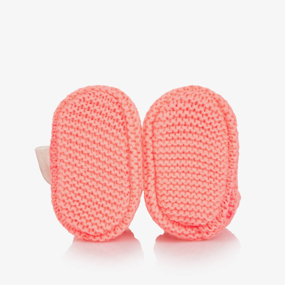 Billieblush-Baby Girls Coral Pink Knitted Booties | Childrensalon