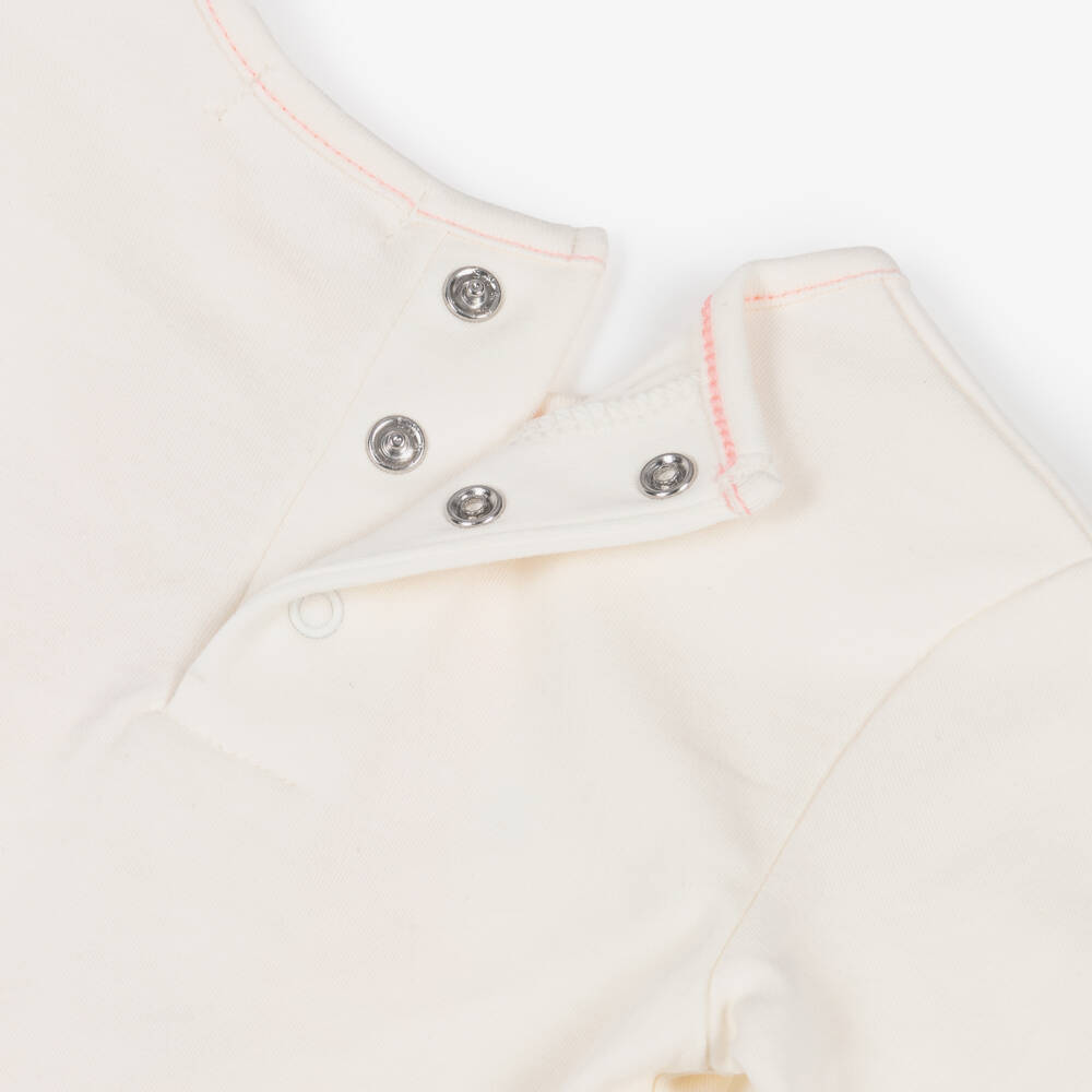 Billieblush-Baby Girls Ivory Cat Print Organic Cotton Jersey Top | Childrensalon