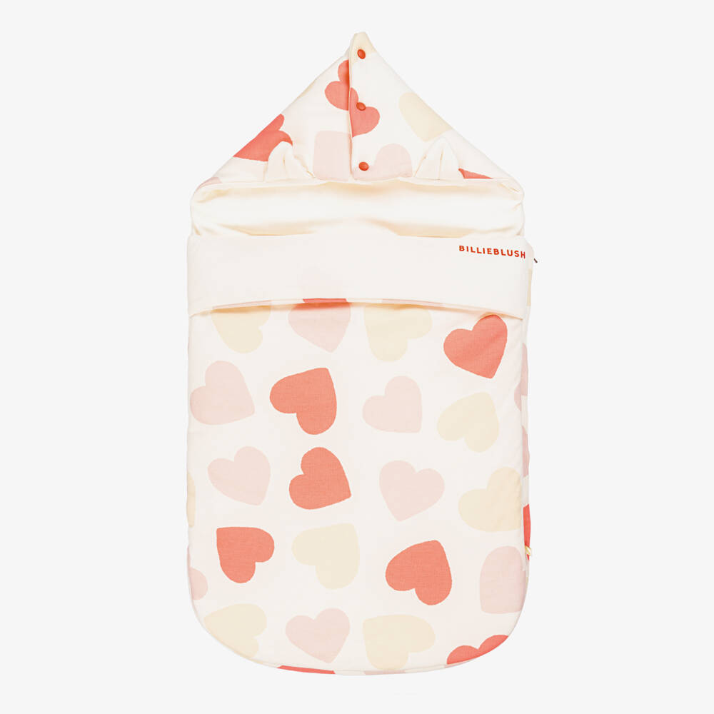 Billieblush-Baby Girls Ivory Cotton Hearts Nest (84cm) | Childrensalon