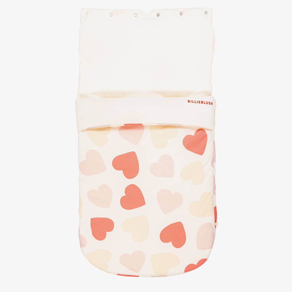 Billieblush-Baby Girls Ivory Cotton Hearts Nest (84cm) | Childrensalon