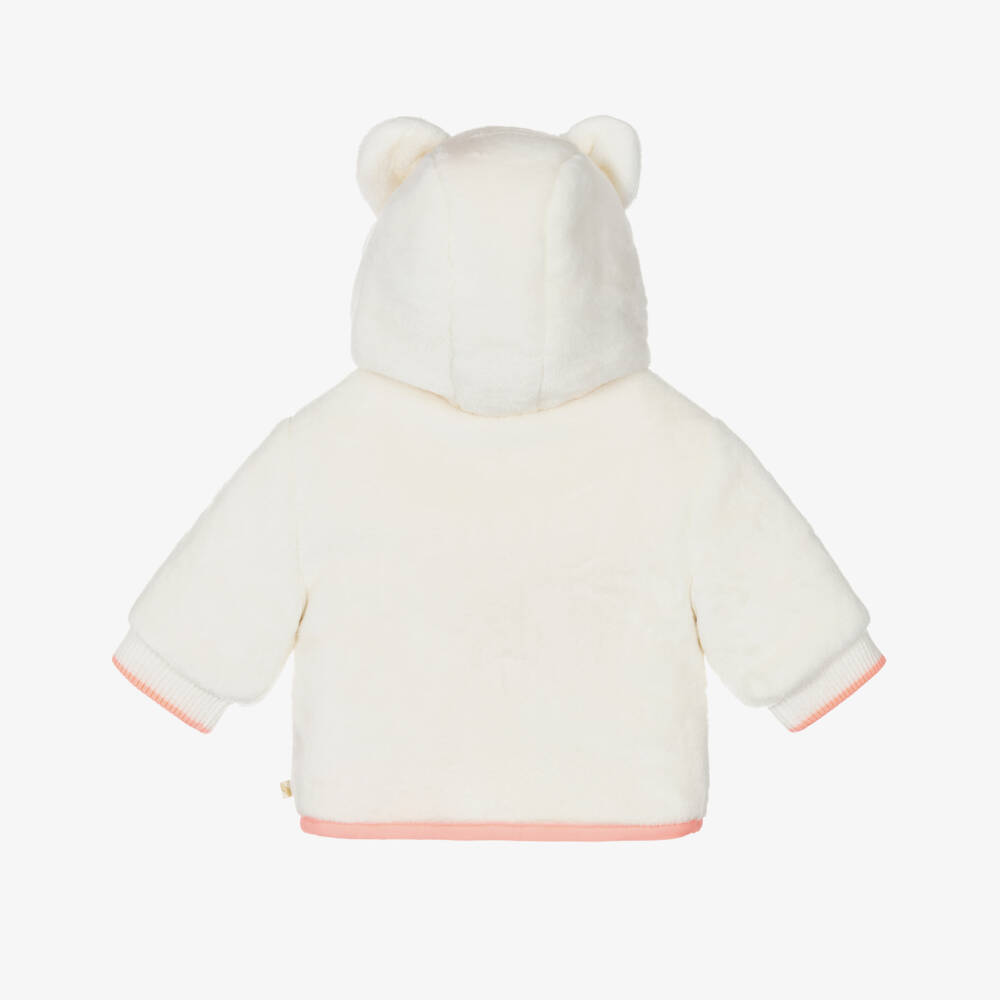 Billieblush-جاكيت بغطاء رأس فليس لون عاجي للبنات الرضع | Childrensalon