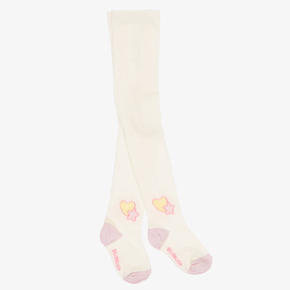 Billieblush-Baby Girls Ivory Tights with Hearts & Stars | Childrensalon