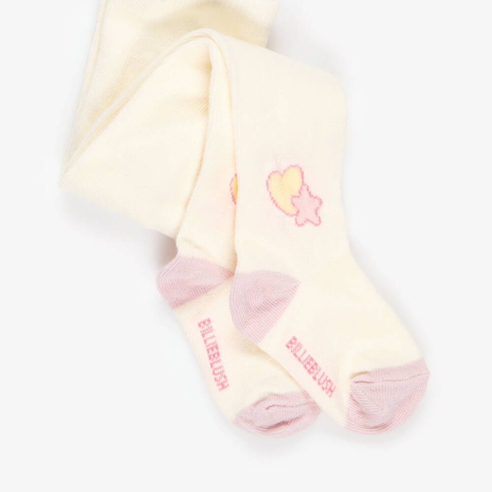 Billieblush-Baby Girls Ivory Tights with Hearts & Stars | Childrensalon
