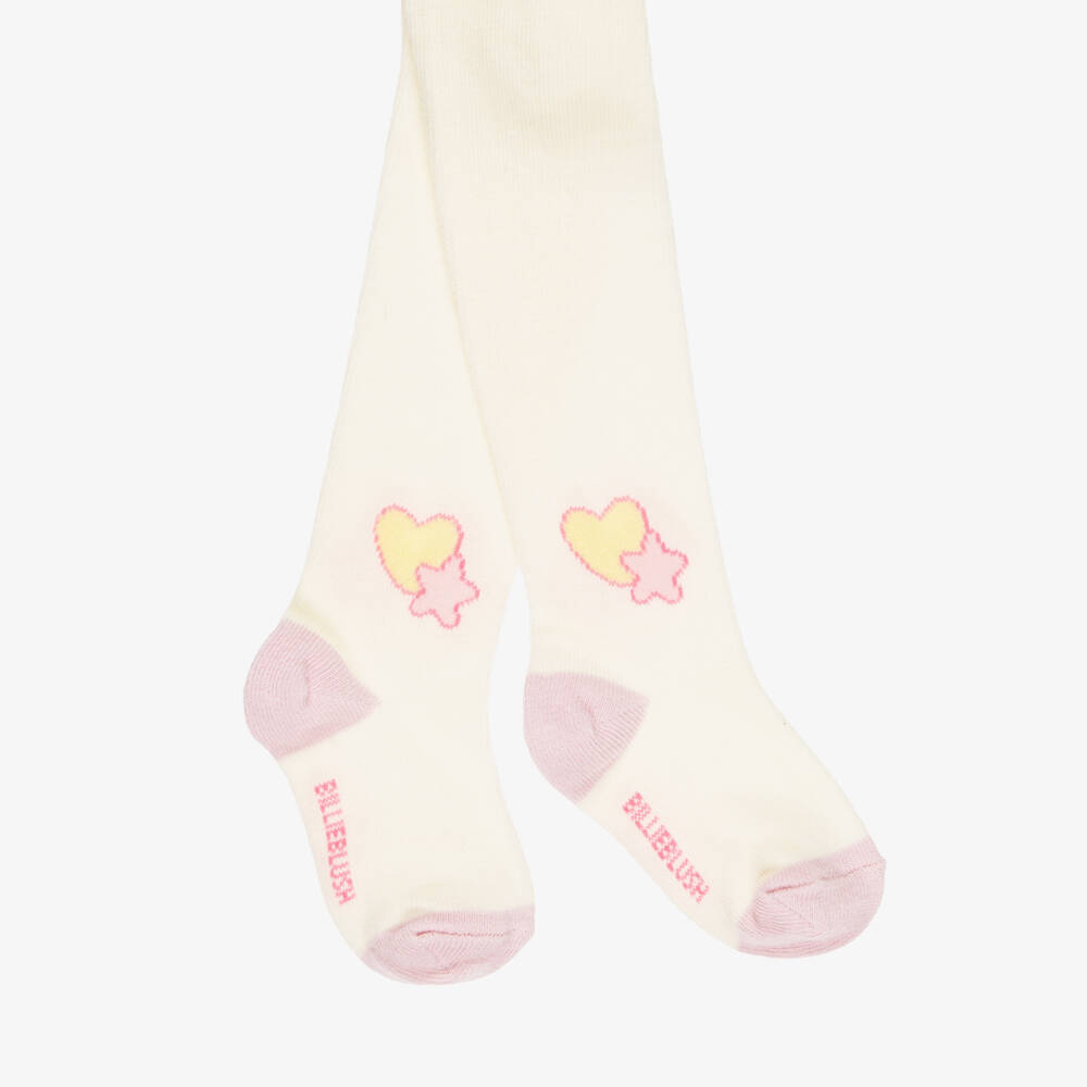 Billieblush-Baby Girls Ivory Tights with Hearts & Stars | Childrensalon