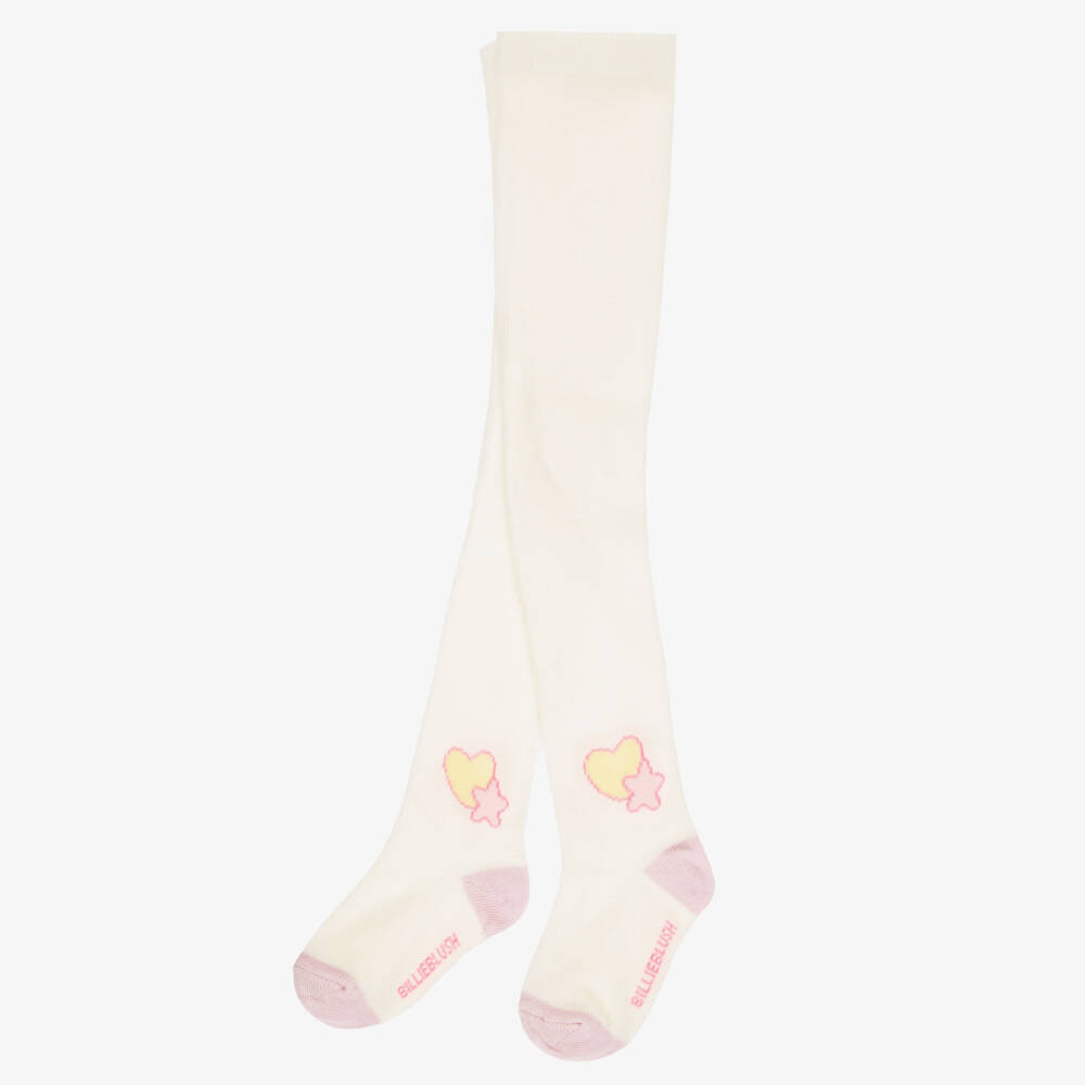 Billieblush-Baby Girls Ivory Tights with Hearts & Stars | Childrensalon