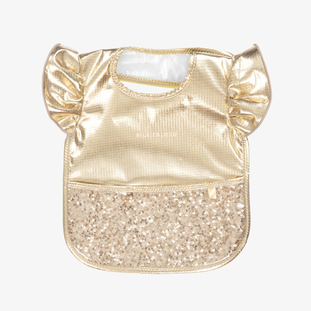 Billieblush-Baby Girls Metallic Gold Sequin Bib | Childrensalon