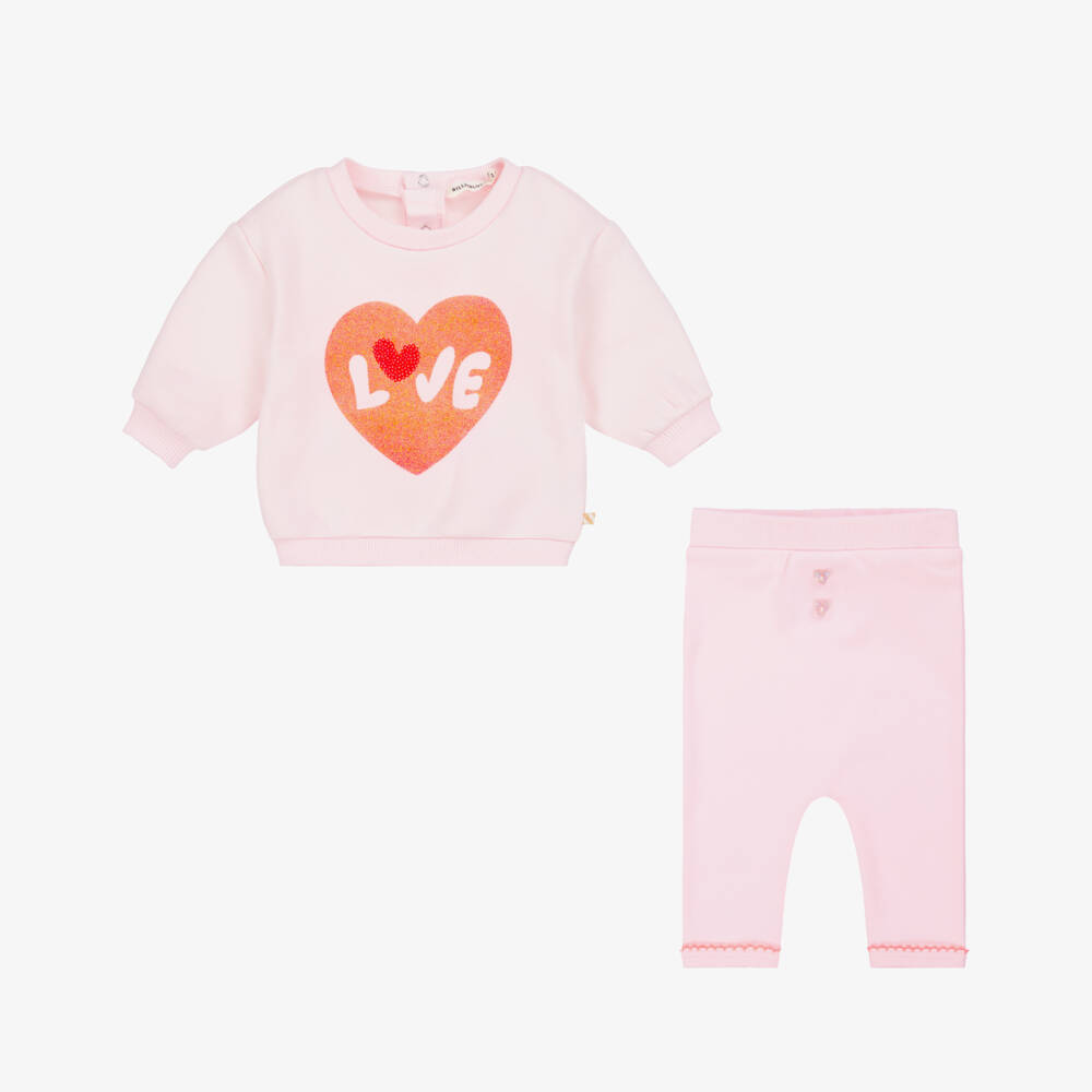 Billieblush-Baby Girls Pink Jersey Love Heart Leggings Set | Childrensalon