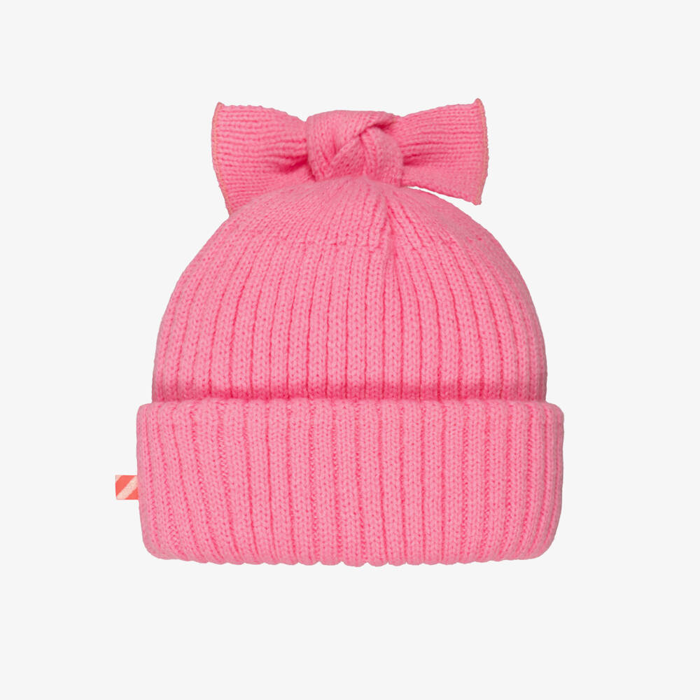 Billieblush-Baby Girls Pink Knitted Beanie with Shiny Heart Motif | Childrensalon