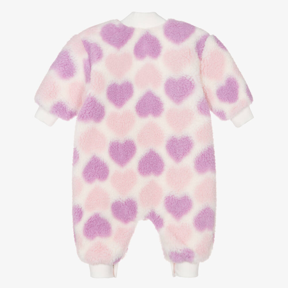 Billieblush-Baby Girls Pink & Lilac Teddy Fleece Pramsuit | Childrensalon
