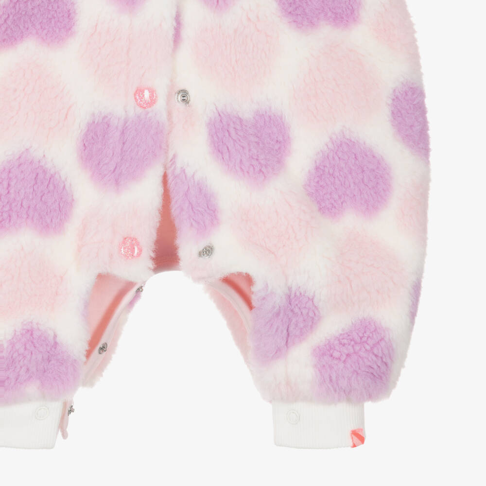 Billieblush-Baby Girls Pink & Lilac Teddy Fleece Pramsuit | Childrensalon