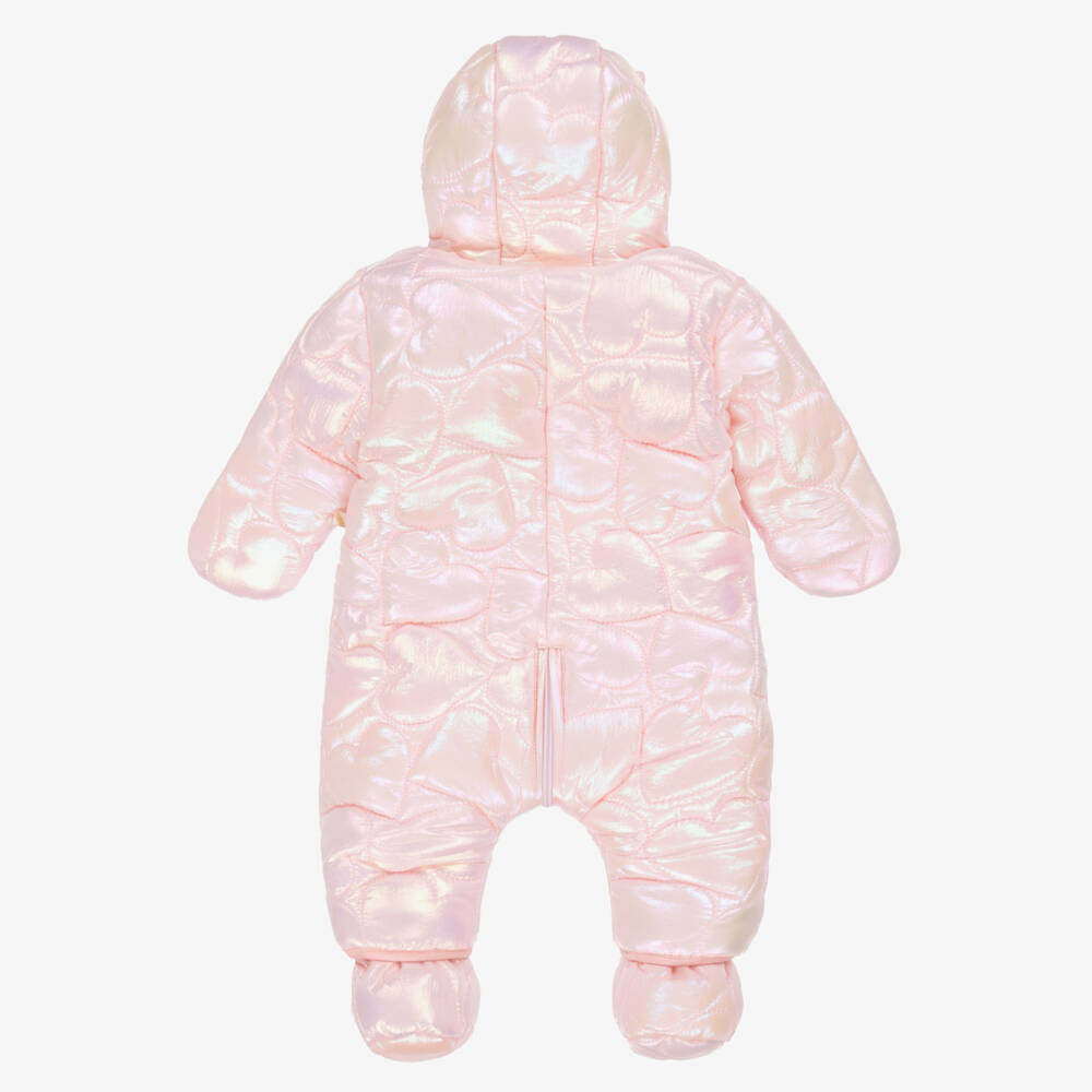Billieblush-Baby Girls Pink Quilted Heart Snowsuit | Childrensalon