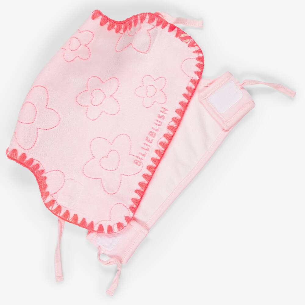 Billieblush-Baby Girls Pink Towelling Bib with Flowers | Childrensalon