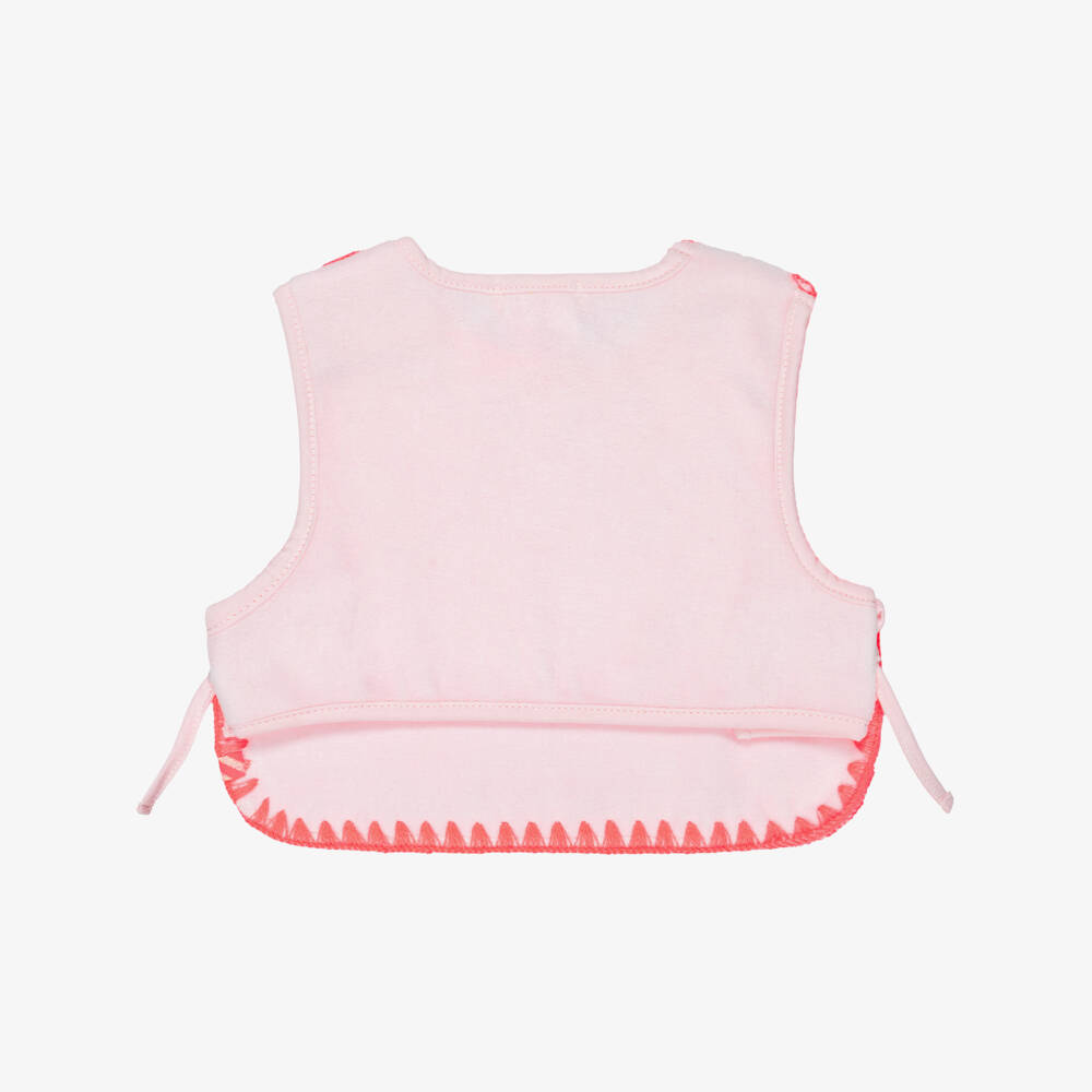 Billieblush-Baby Girls Pink Towelling Bib with Flowers | Childrensalon