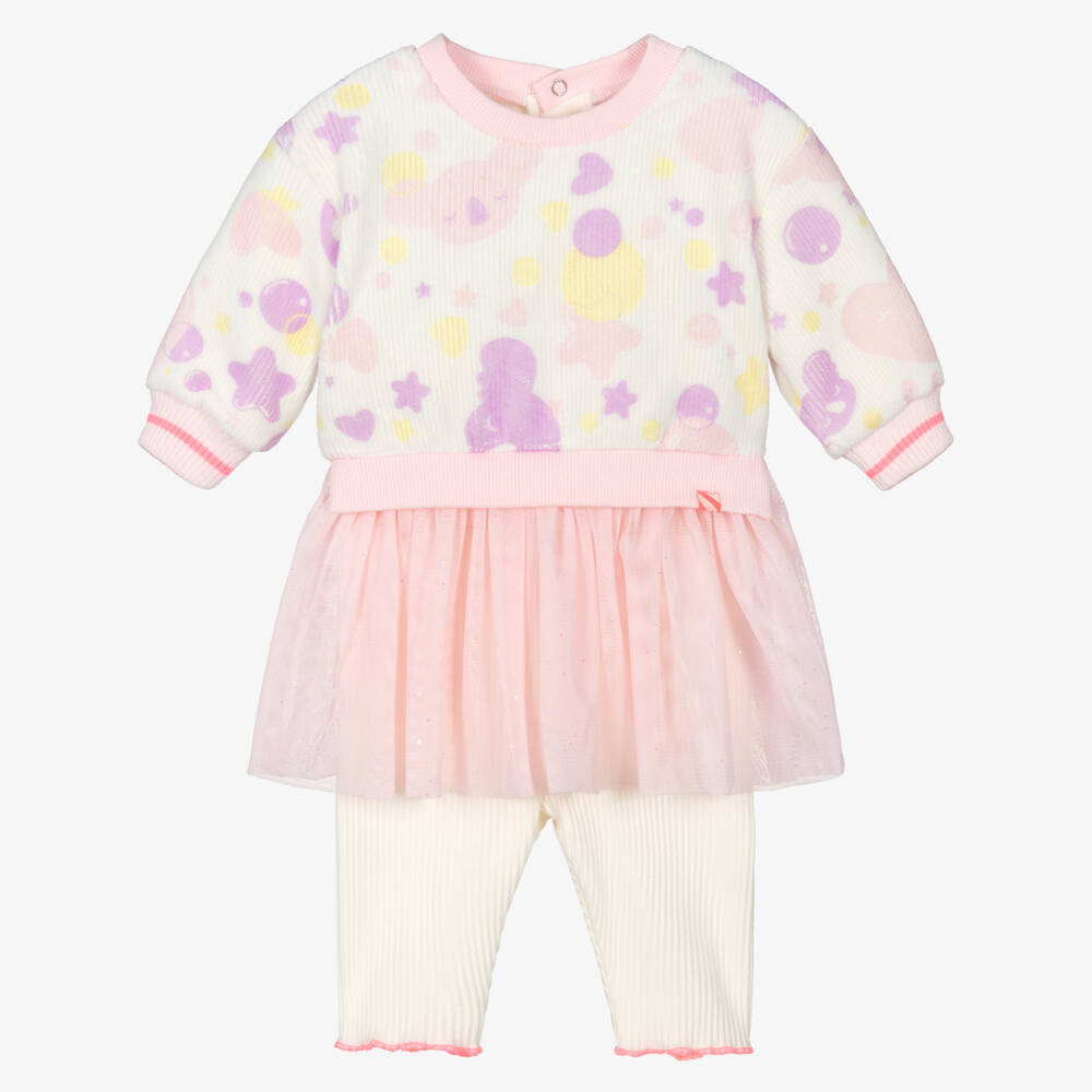 Billieblush-Baby Girls Pink Velour & Tulle Dress & Leggings Set | Childrensalon