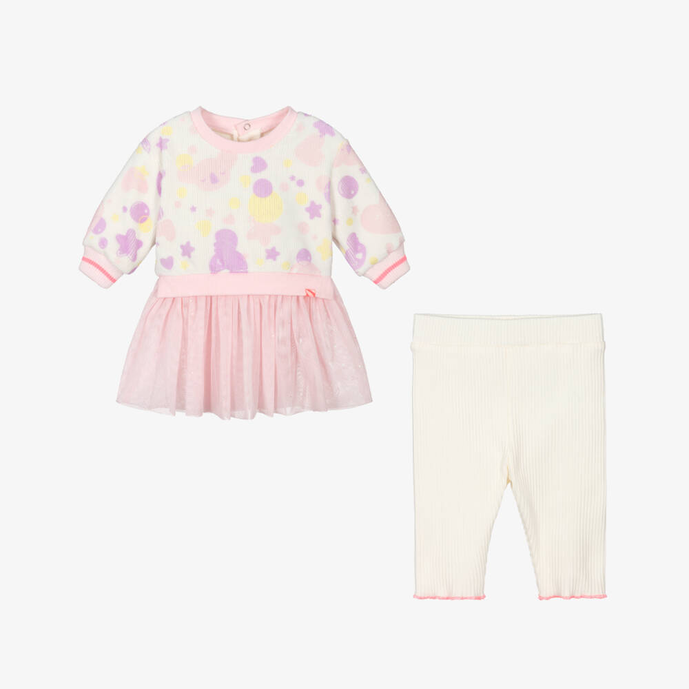 Billieblush-Baby Girls Pink Velour & Tulle Dress & Leggings Set | Childrensalon