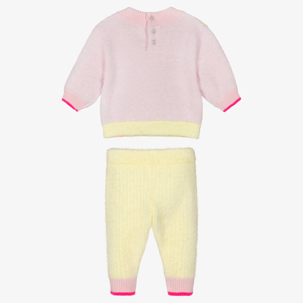 Billieblush-Baby Girls Yellow & Pink Fluffy Trouser Set | Childrensalon