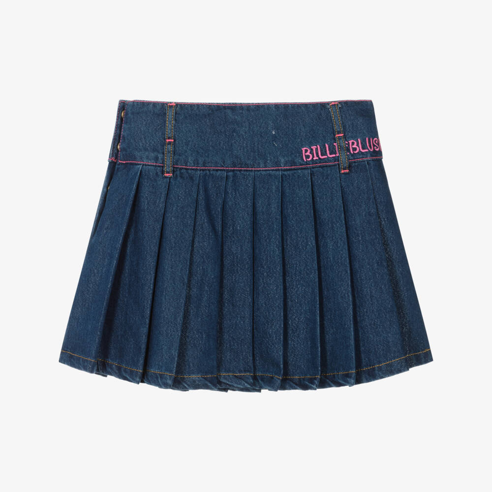 Billieblush-Blue Denim Pleated Skirt | Childrensalon