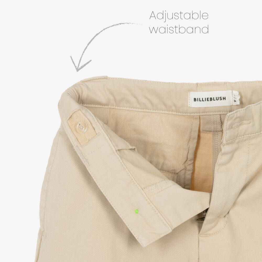 Billieblush-Boys Beige Cotton Twill Trousers | Childrensalon