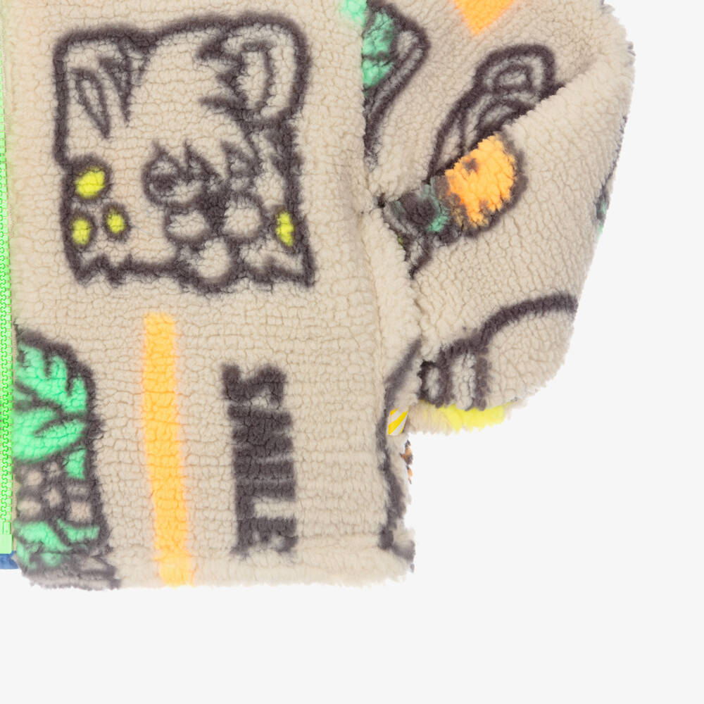 Billieblush-Boys Beige Printed Teddy Fleece Jacket | Childrensalon