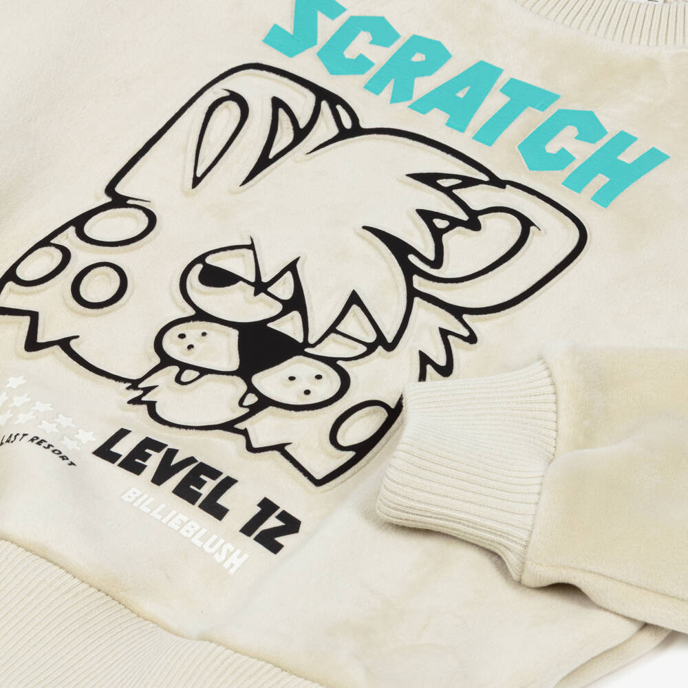 Billieblush-Boys Beige Soft Plush Sweatshirt | Childrensalon