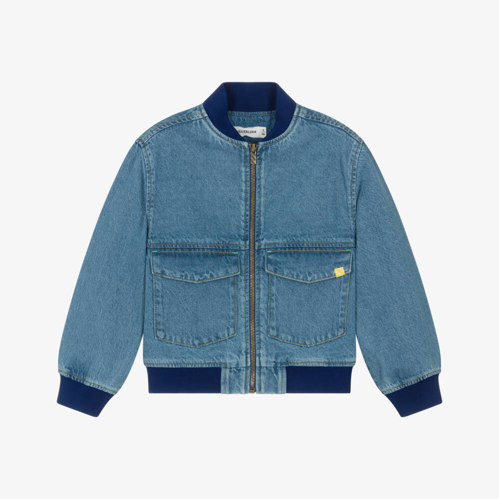 Billieblush-Boys Blue Denim Bomber Jacket | Childrensalon