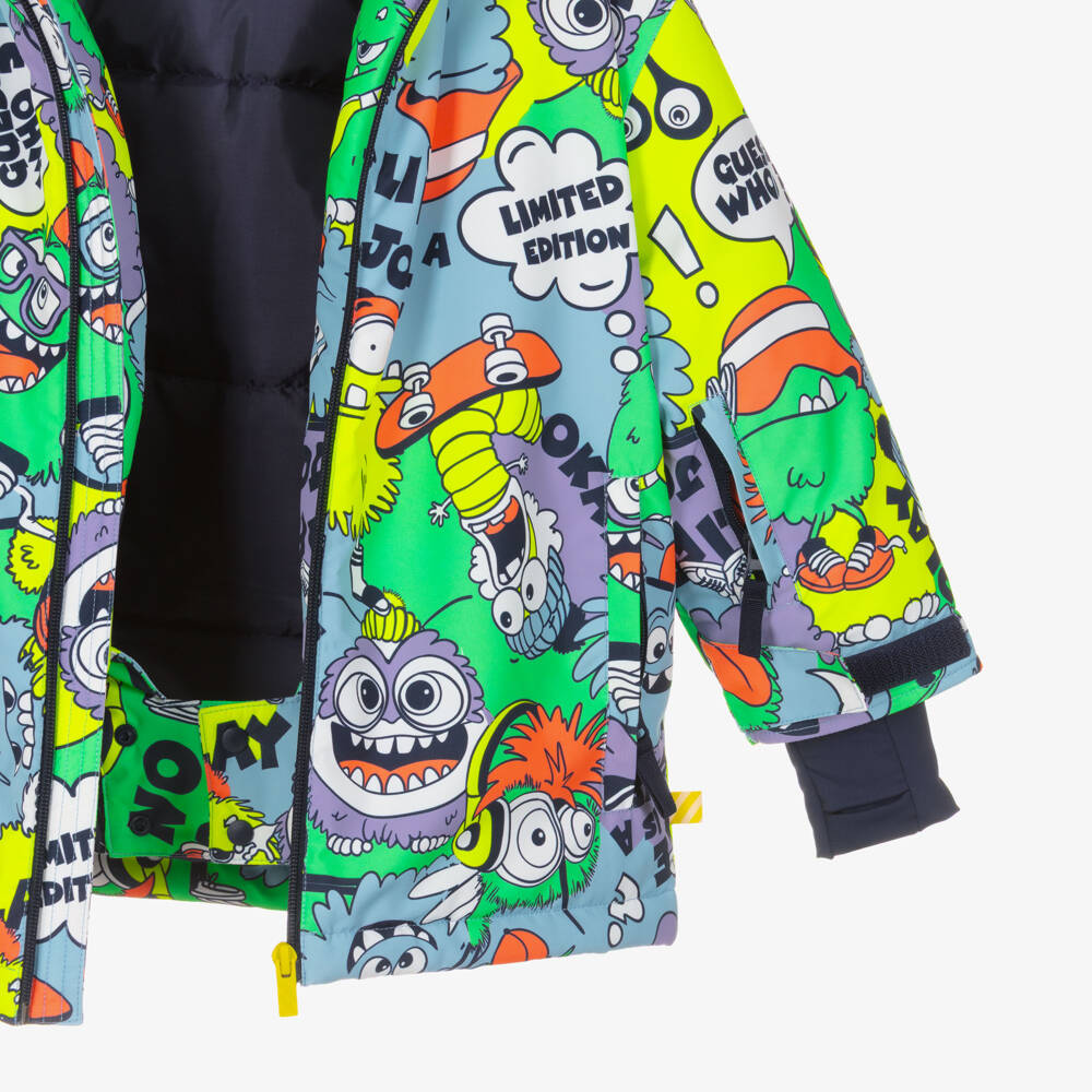 Billieblush-Boys Blue Ski Jacket with Monster Print | Childrensalon